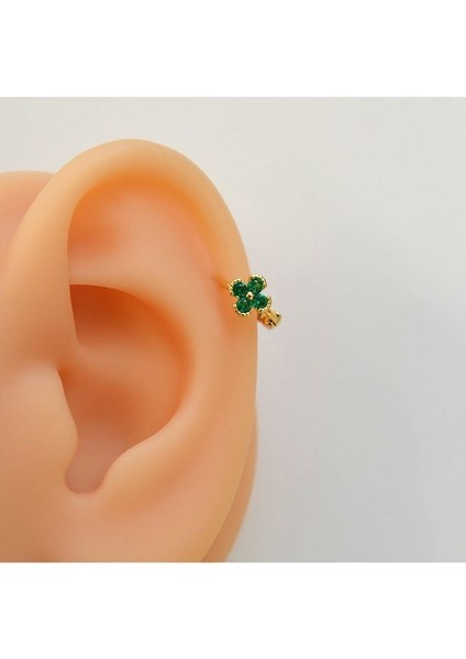 Yeşil Renk Çiçek Halka Piercing Helix Kıkırdak Forward Helix Piercing