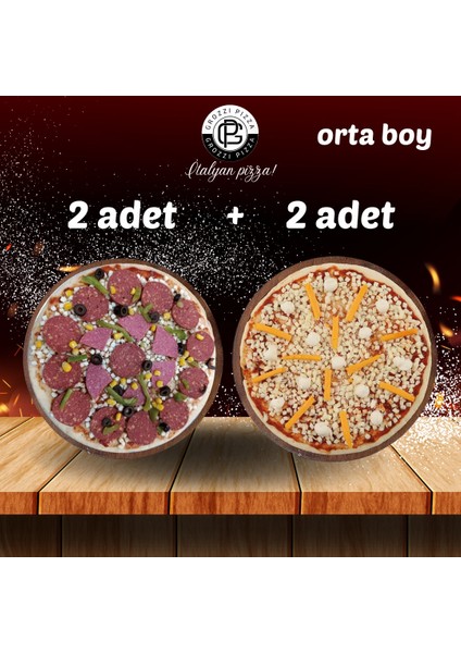 Karışık Pizza 2 Adet 385 gr Üç Peynirli Pizza 2 Adet 345 gr