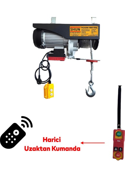 Elektrikli Mini Vinç - 150/300 kg Caraskal B Sınıfı - 10/20 mt Wifi ve Kablolu Kontrol Kumanda indirimleri