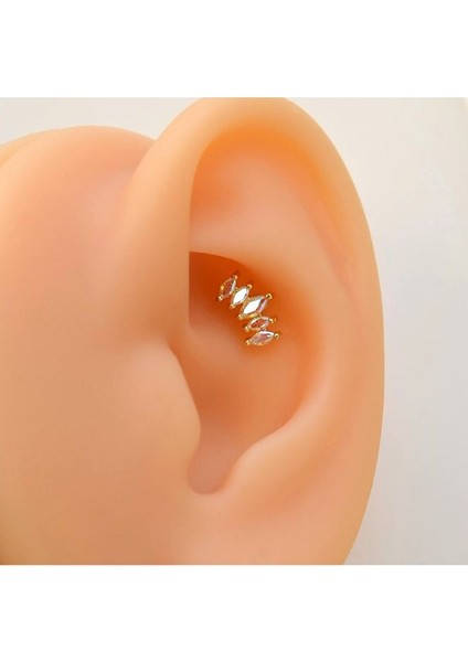 Hologram Taşlı Prenses Tacı Kıkırdak Piercing Helix Lob