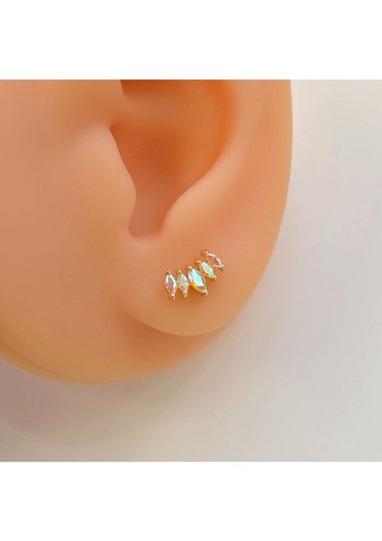 Hologram Taşlı Prenses Tacı Kıkırdak Piercing Helix Lob