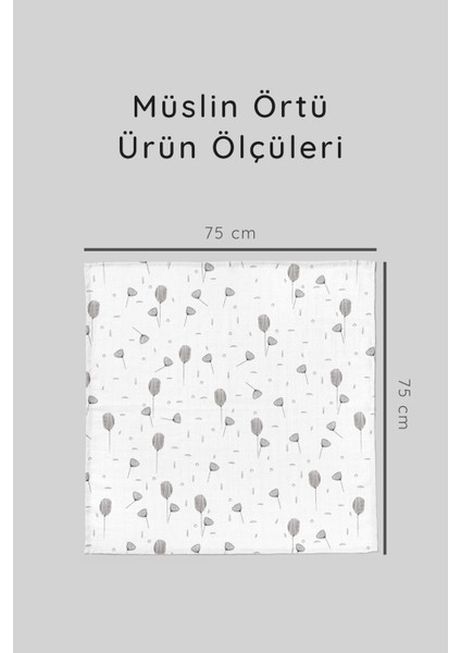 Dijital Baskılı 3'lü Müslin Örtü Seti - 75X75 cm - ZT5000