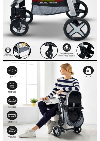 950 Tayla 6 In 1 Mama Tablalı Çift Yönlü Travel Sistem Bebek Arabası