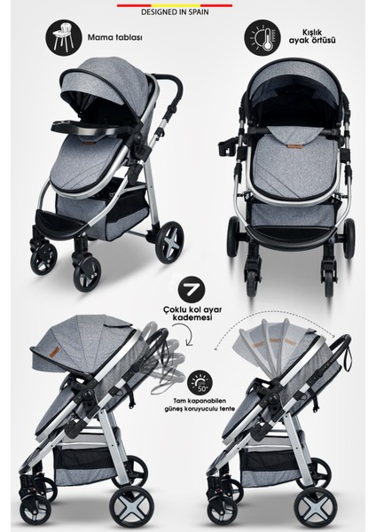 950 Tayla 6 In 1 Mama Tablalı Çift Yönlü Travel Sistem Bebek Arabası