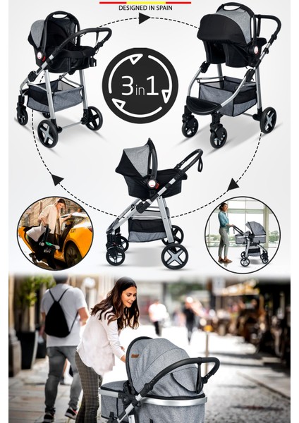 950 Tayla 6 In 1 Mama Tablalı Çift Yönlü Travel Sistem Bebek Arabası
