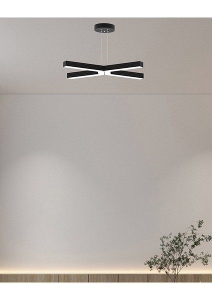 Bambino (Siyah Kasa, Sarı Işık) Ledli Modern Sarkıt Linear LED Avize Salon Mutfak Oturma Odası Yatak Odası Antre Hol LED