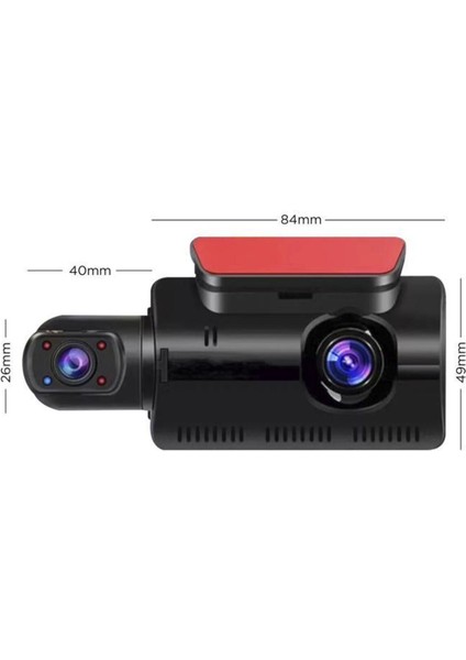 Torimata-03 1296P Full Hd Çift Kameralı Araç Kamerası | 3.0” IPS Ekran, G Sensörlü ve Gece Görüş Destekli