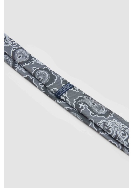 Gri Desenli 5,5 cm Kravat