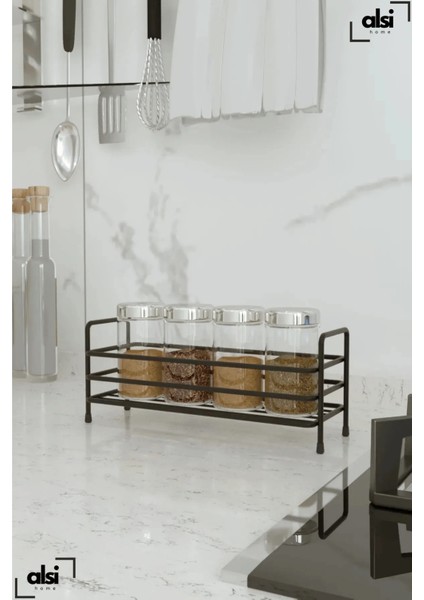 Banyo Mutfak Organizer Modern Siyah Metal Baharatlık Standı -Tezgah Üstü Metal Banyo Düzenleyici