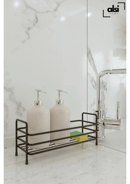 Banyo Mutfak Organizer Modern Siyah Metal Baharatlık Standı -Tezgah Üstü Metal Banyo Düzenleyici