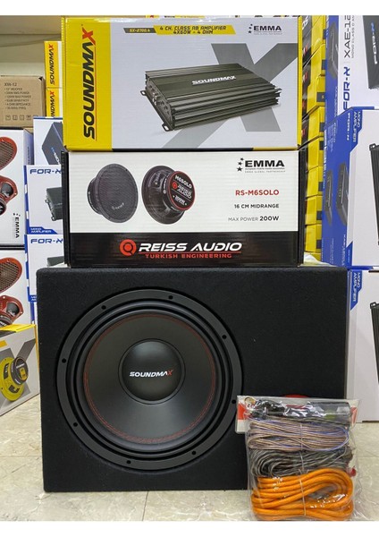 Paket Set 30CM Bass 16CM Midrange Soundmax 4kanallı Anfi Plc Koblo Takım Set