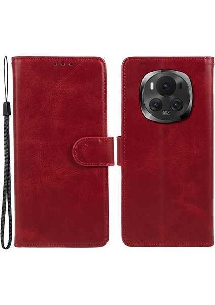 Honor Magic6 5g Çizilmez Pu Deri Cüzdan Halkalı Telefon Kılıfı Kabuk (Yurt Dışından)