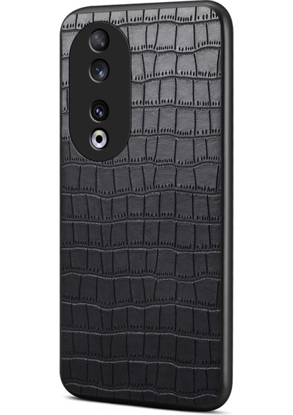 Honor 90 Arka Kılıf Deri Kaplamalı Pc + Tpu Timsah Doku Şok Emici Telefon Kabuğu (Yurt Dışından)