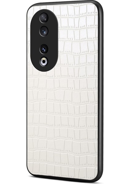 Honor 90 Arka Kılıf Deri Kaplamalı Pc + Tpu Timsah Doku Şok Emici Telefon Kabuğu (Yurt Dışından)