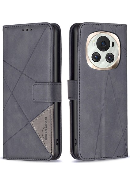 Honor Magic6 5g Manyetik Telefon Kılıfı Deri Geometrik Kapak (Yurt Dışından)