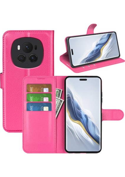 Honor Magic6 Pro 5g Litchi Doku Pu Deri Kapak Çevirin (Yurt Dışından)
