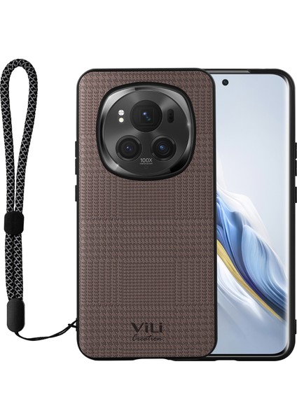 Honor Magic6 Pro 5g Pu Deri Kaplamalı Pc+Tpu Kapaklı Askı (Yurt Dışından)