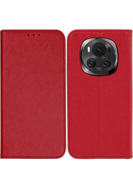 Honor Magic6 5g Çapraz Doku Deri Cüzdan Kapağı (Yurt Dışından)