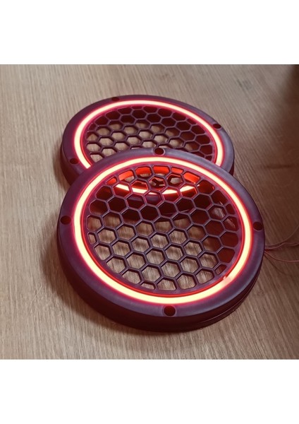 16CM Kırmızı Neon Işıklı Hoparlör ve Midrange Kapağı 1takım (2ADET)