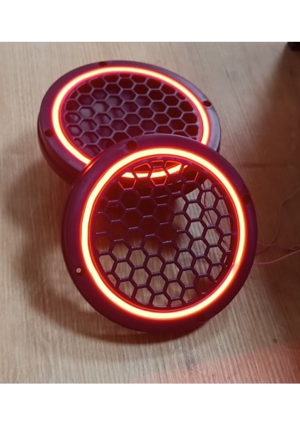 16CM Kırmızı Neon Işıklı Hoparlör ve Midrange Kapağı 1takım (2ADET) modelleri