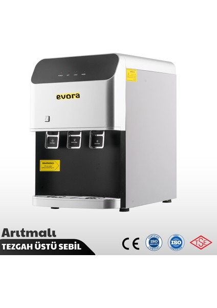 Tezgah Üstü Sıcak Soğuk Arıtmalı Su Sebili Gri Premium