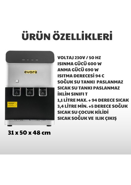 Tezgah Üstü Sıcak Soğuk Arıtmalı Su Sebili Gri Premium modelleri