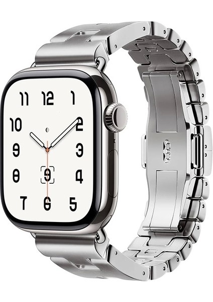 Apple Watch 7 45MM Uyumlu KRD-125 Metal Kordon Strap Kayış