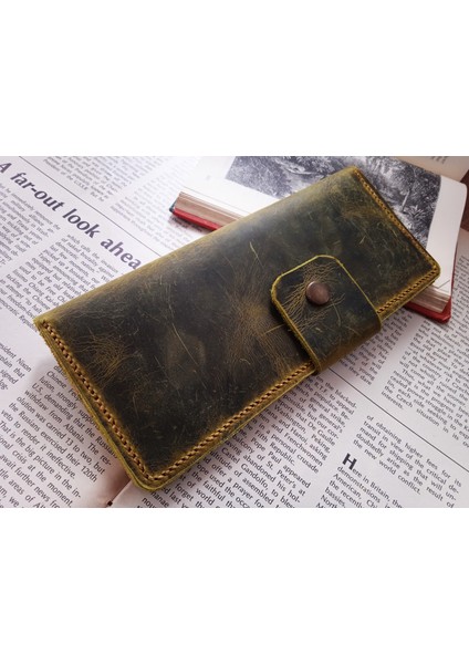 Kesimden Dikime Tamamen El Emeği Gerçek Deri Cüzdan 12 Kart 2 Banknot Alanı (19.4cm*8,5cm) 01K58