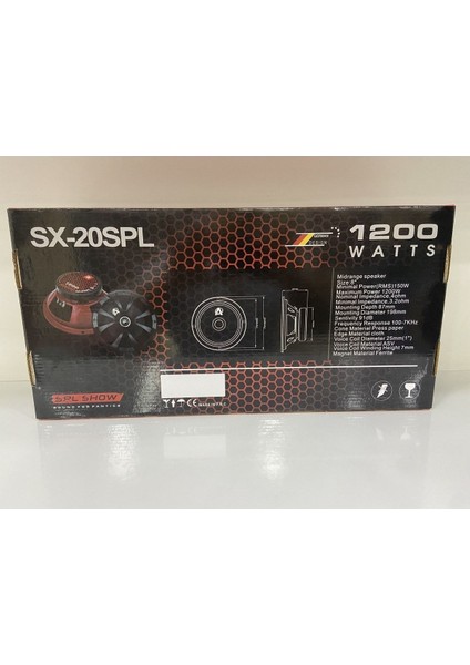 Netex Aqoustics SX-20SPL 20 cm Spl Midrange 1200 Wat 150 Rms
