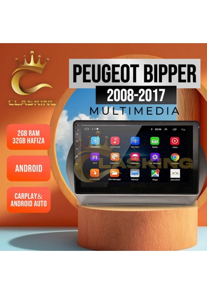 Peugeot Bıpper 2008-2017 Uyumlu 2 GB Ram 32 GB Hafıza Androıd Multımedıa