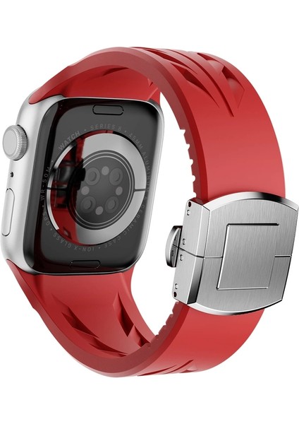 Apple Watch Ultra 2 49MM KRD-127 Metal Tokalı Uzunluk Ayarlı Silikon Kordon
