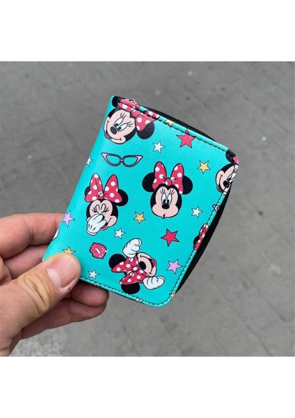 Mavi Minnie Mouse Kolaj Kısa Cüzdan