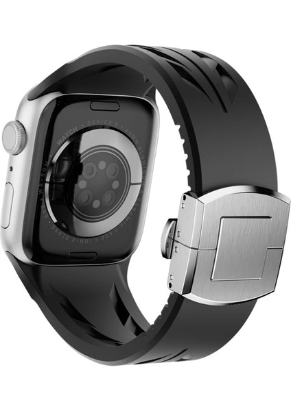 Apple Watch Ultra 2 49MM KRD-127 Metal Tokalı Uzunluk Ayarlı Silikon Kordon