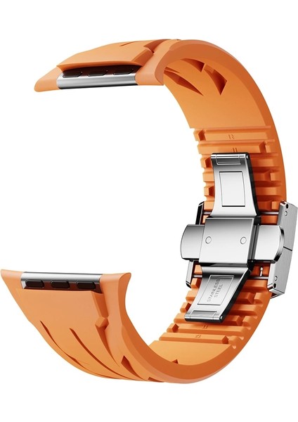 Apple Watch Ultra 2 49MM KRD-127 Metal Tokalı Uzunluk Ayarlı Silikon Kordon