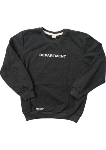 Koyu Gri Cep Detaylı Sweat