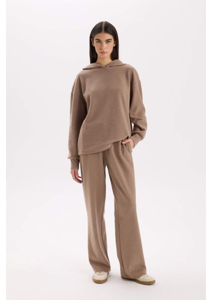 Wide Leg Geniş Bol Paça Beli Lastikli Bağcıklı Basic Düz Cepli Pantolon E1998AX24WN