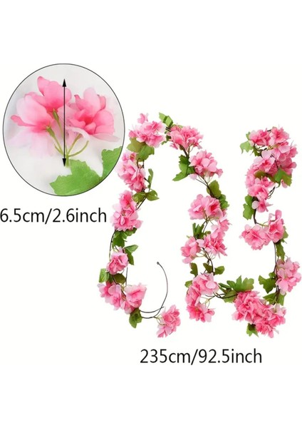 Temalife Yapay Çiçek Bahar Dalı Sarmaşık Japon Kiraz Çiçekli 230 cm 18 Çiçekli 1.kalite Dolanabilen modelleri