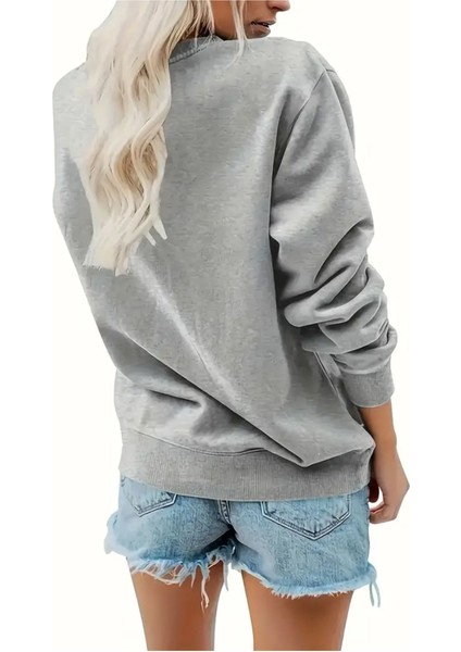 24 Kasım Öğretmenler Günü Baskılı Bisiklet Yaka Oversize Gri Sweatshirt fiyatları