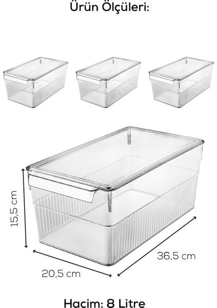 3lü 8 Litre Kapaklı Maxi Buzdolabı Dolapiçi Düzenleyici Organizer fırsatları