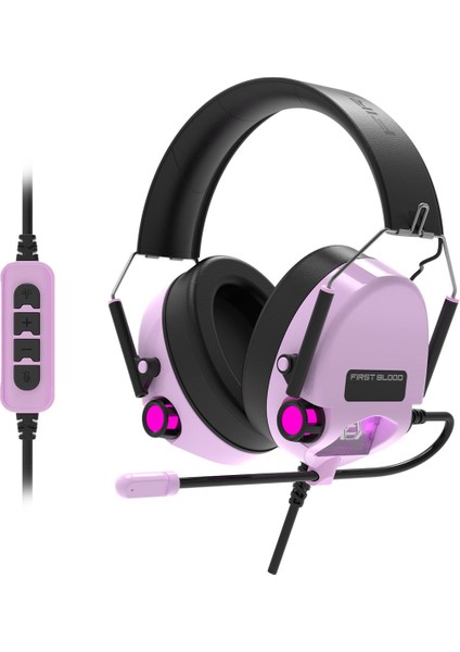 Ajazz Firstblood H10 Mikrofonlu Kulak Üstü Kulaklık Gaming Headset 7.1 Channel Rgb Atmosphere Light Gaming Headset Computer Wired Headset Mor