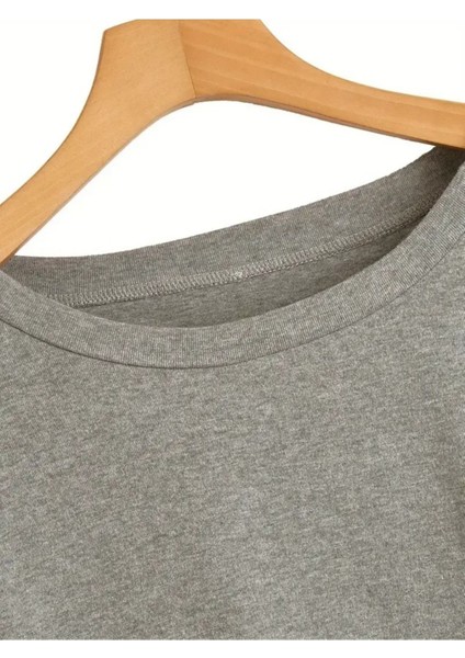 24 Kasım Öğretmenler Günü Baskılı Bisiklet Yaka Oversize Gri Sweatshirt