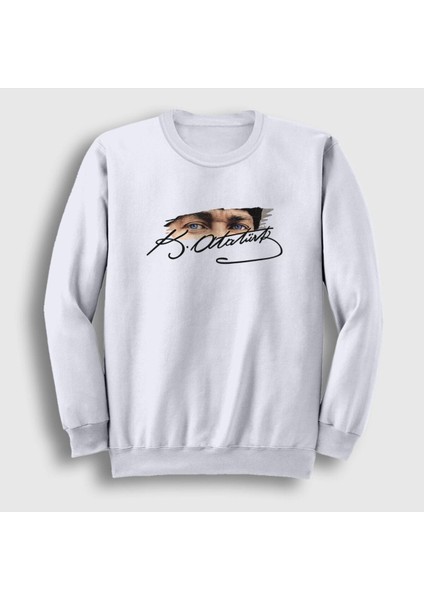 10 Kasım Atatürk Baskılı Bisiklet Yaka Oversize Siyah Beyaz Sweatshirt