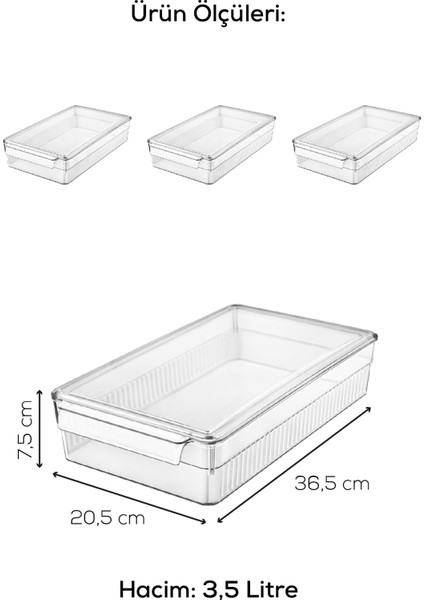 3lü 3,5 Litre Kapaklı Mini Buzdolabı Dolapiçi Düzenleyici Organizer fırsatları