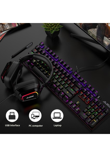 Ajazz Gürültü Önleyici Mikrofonlu Kulaklık, Neon LED Işık Efekti, Ps4/ps5 Kumanda, Xbox One, Nintendo Switch, Pc, Bilgisayar ile Uyumlu AX-368 7.1