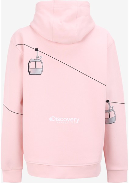 Açık Pembe Kadın Kapüşon Yaka Relaxed Fit Baskılı Sweatshirt D4WL-SWT3001