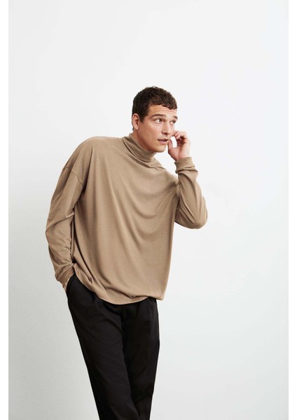 Flynn %100 Pamuk Bisiklet Yaka Bej T-Shirt modelleri