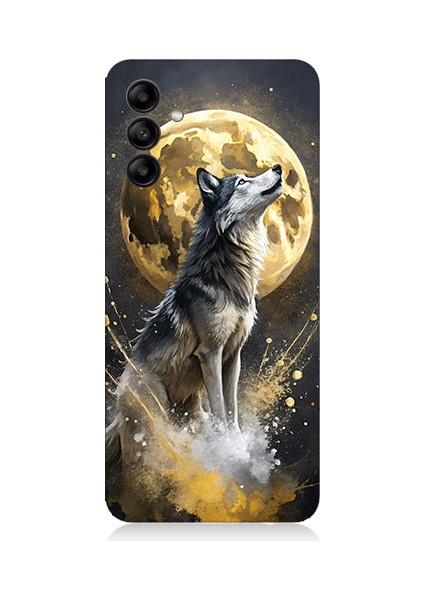 Samsung Galaxy M14 Uyumlu Kurt ve Ay Desenli Silikon Kılıf