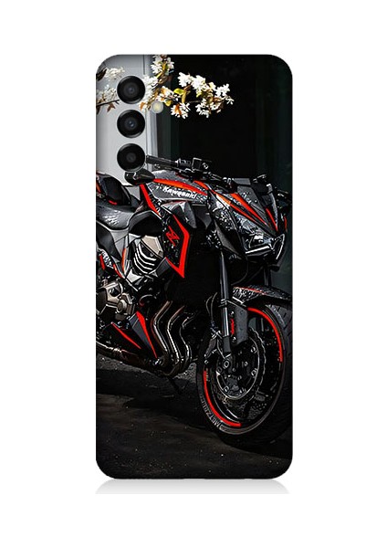 Samsung Galaxy M23 Uyumlu Siyah Motosiklet Desenli Silikon Kılıf