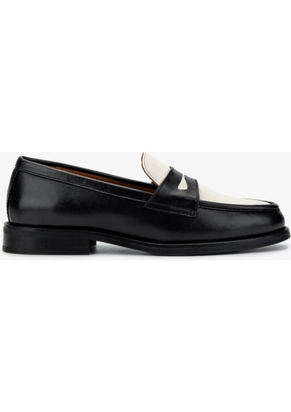 Kadın Siyah/bej Loafer Ayakkabı 1058 01 Bn Ayk SK24-25 Sıyah/bej