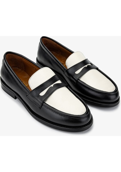 Kadın Siyah/bej Loafer Ayakkabı 1058 01 Bn Ayk SK24-25 Sıyah/bej